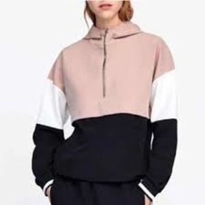 Zara | Tops | Zara Pink Black White Color Block Quarter Zip Hoodie |  Poshmark